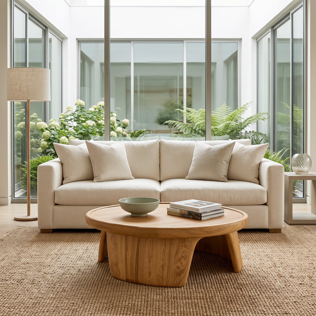 Modern Coffee Table With Three Pedestal Base For Living