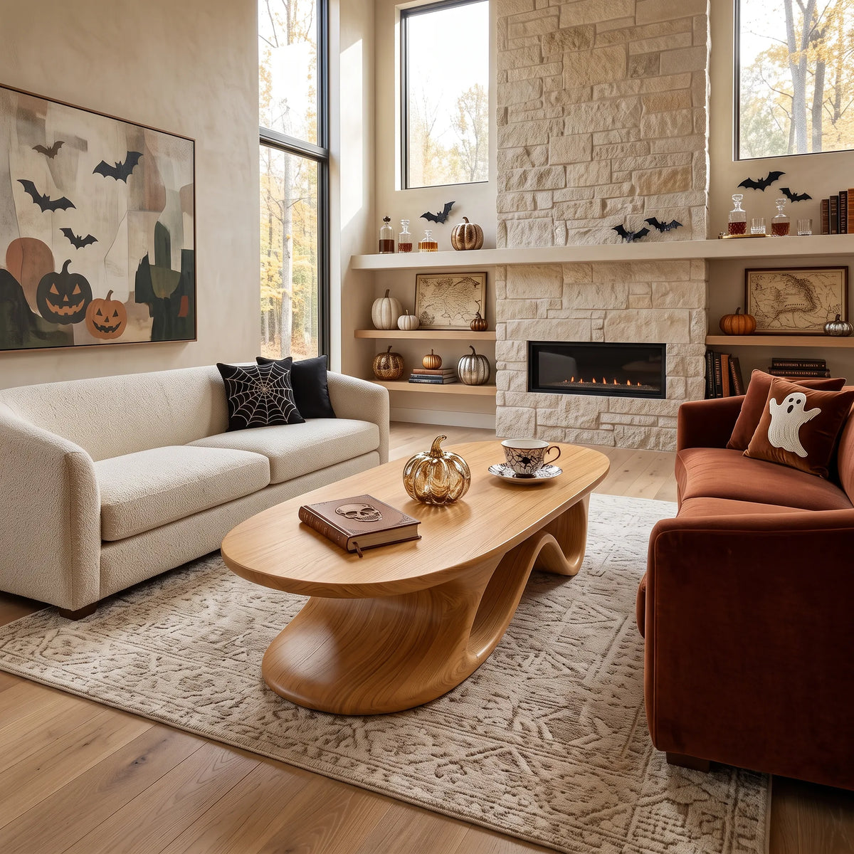 Mid Century Halloween Loop Table For Living Room