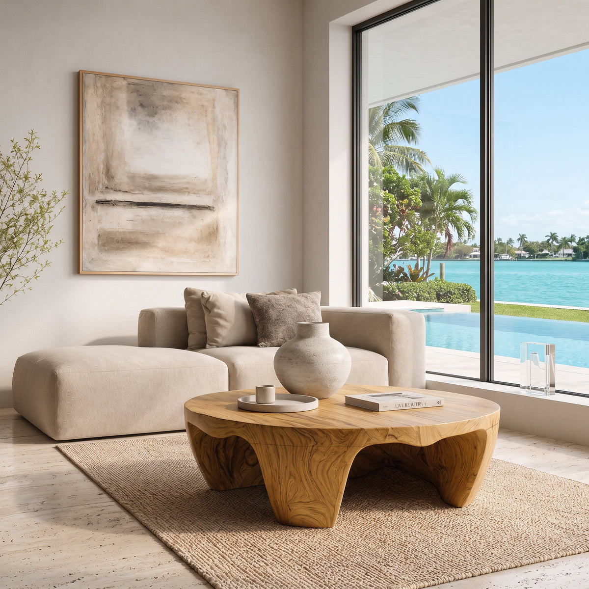 Organic Wooden Coffee Table For Home Interiors