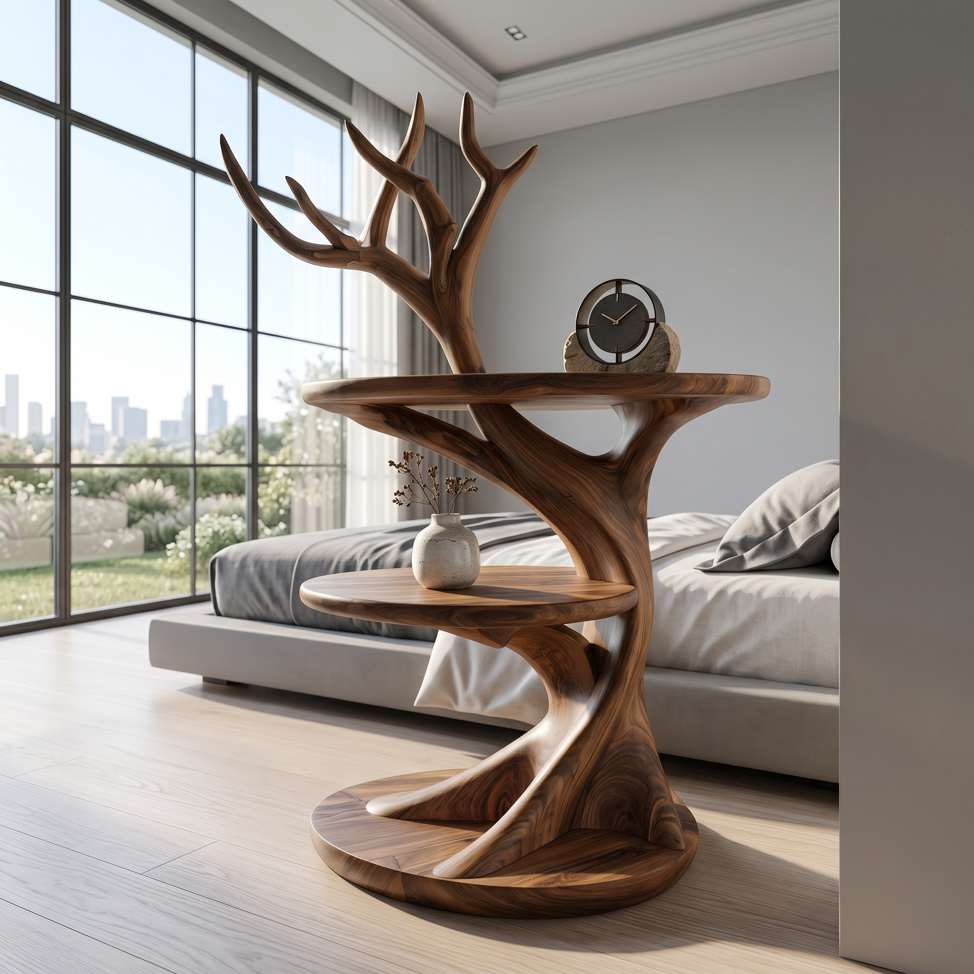 Organic Bedside Table With Sculptural Tree Branch Form For Bedroom And Reading Nook SINLSABT269