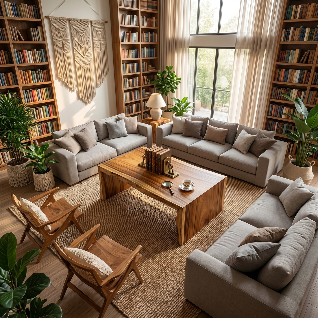 Minimalist Wood Coffee Table For High Ceiling Room