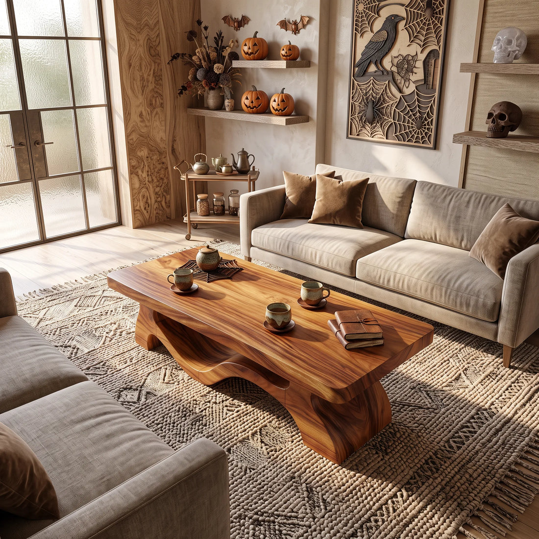 Mid Century Halloween Sculpted Table For Autumn Interior