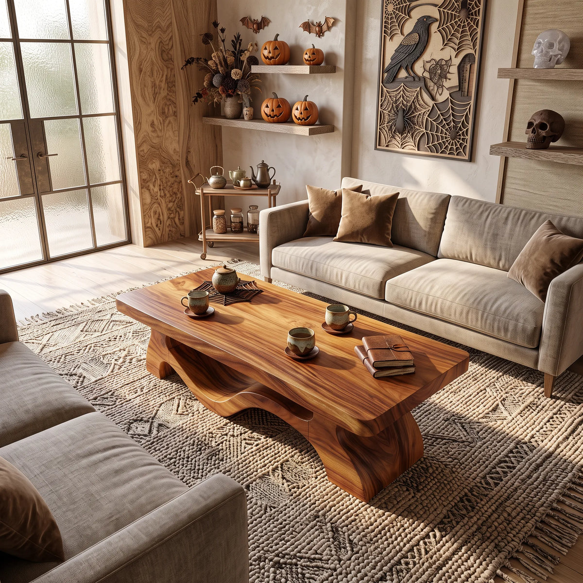 Mid Century Halloween Sculpted Table For Autumn Interior