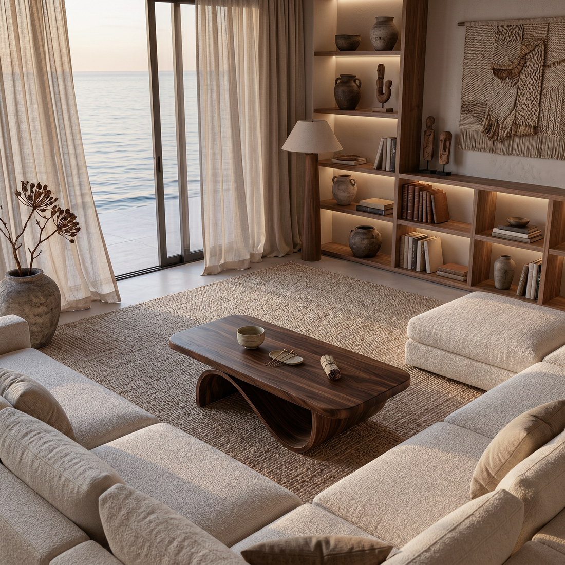 Artistic Coffee Table Curved Base Design For Living Decor