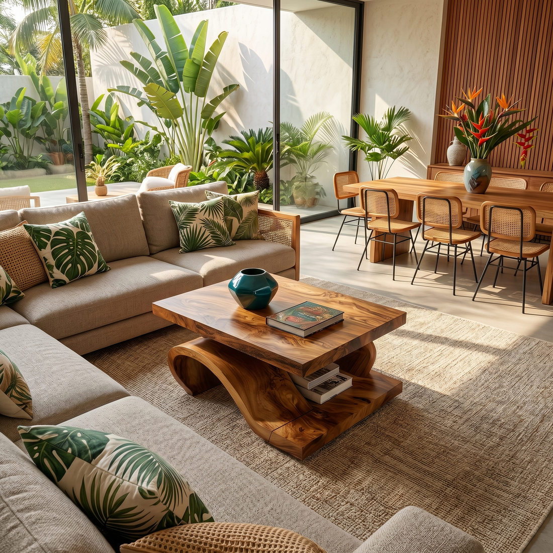 Organic Wood Coffee Table For Modern Lounge