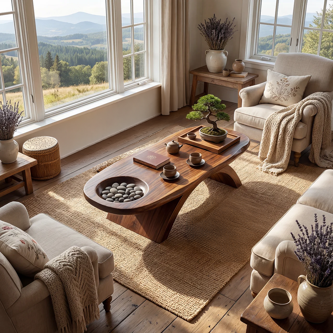 Modern Handcrafted Solid Wood Coffee Table For Living Room Interior