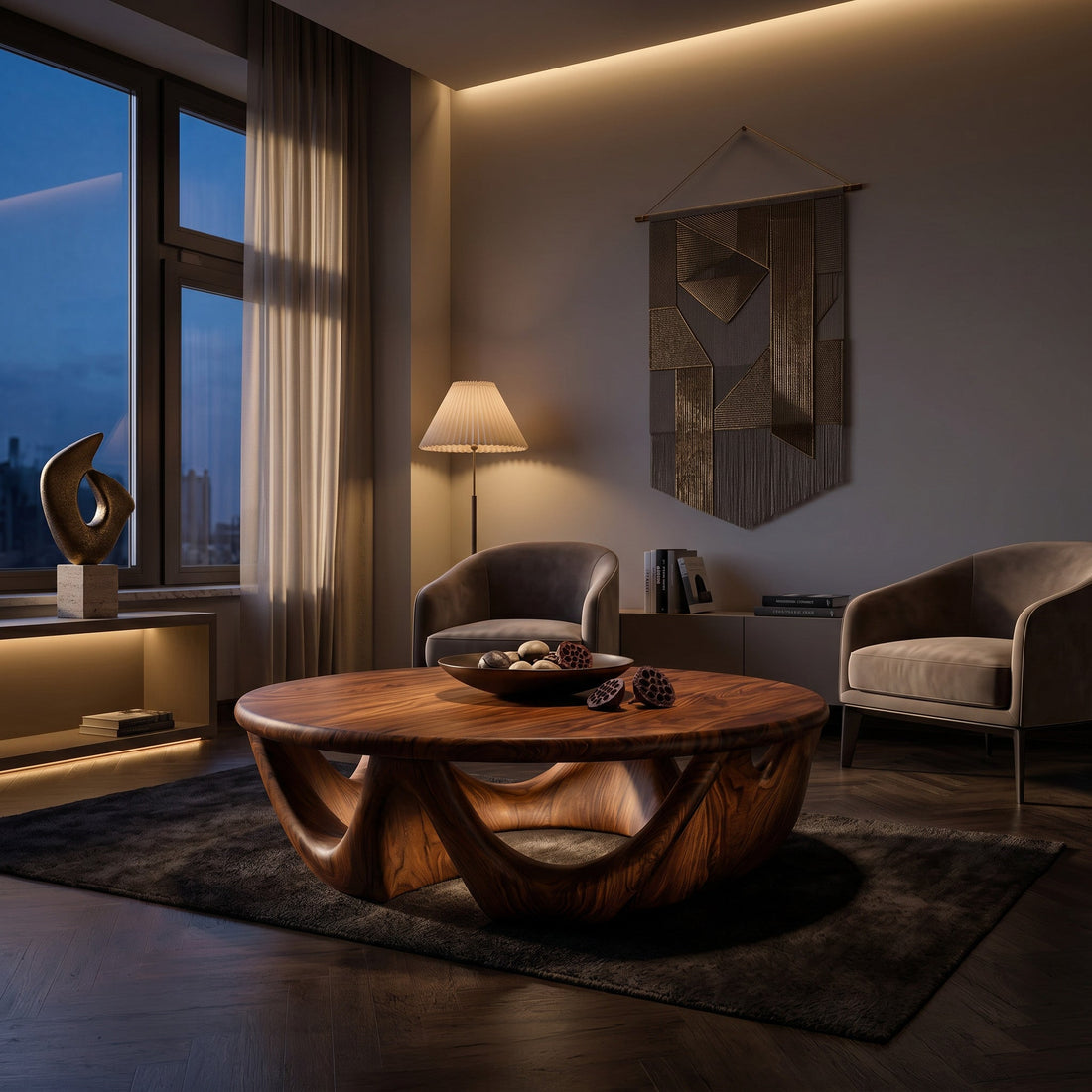 Modern Wave Base Coffee Table For Living Room Decor