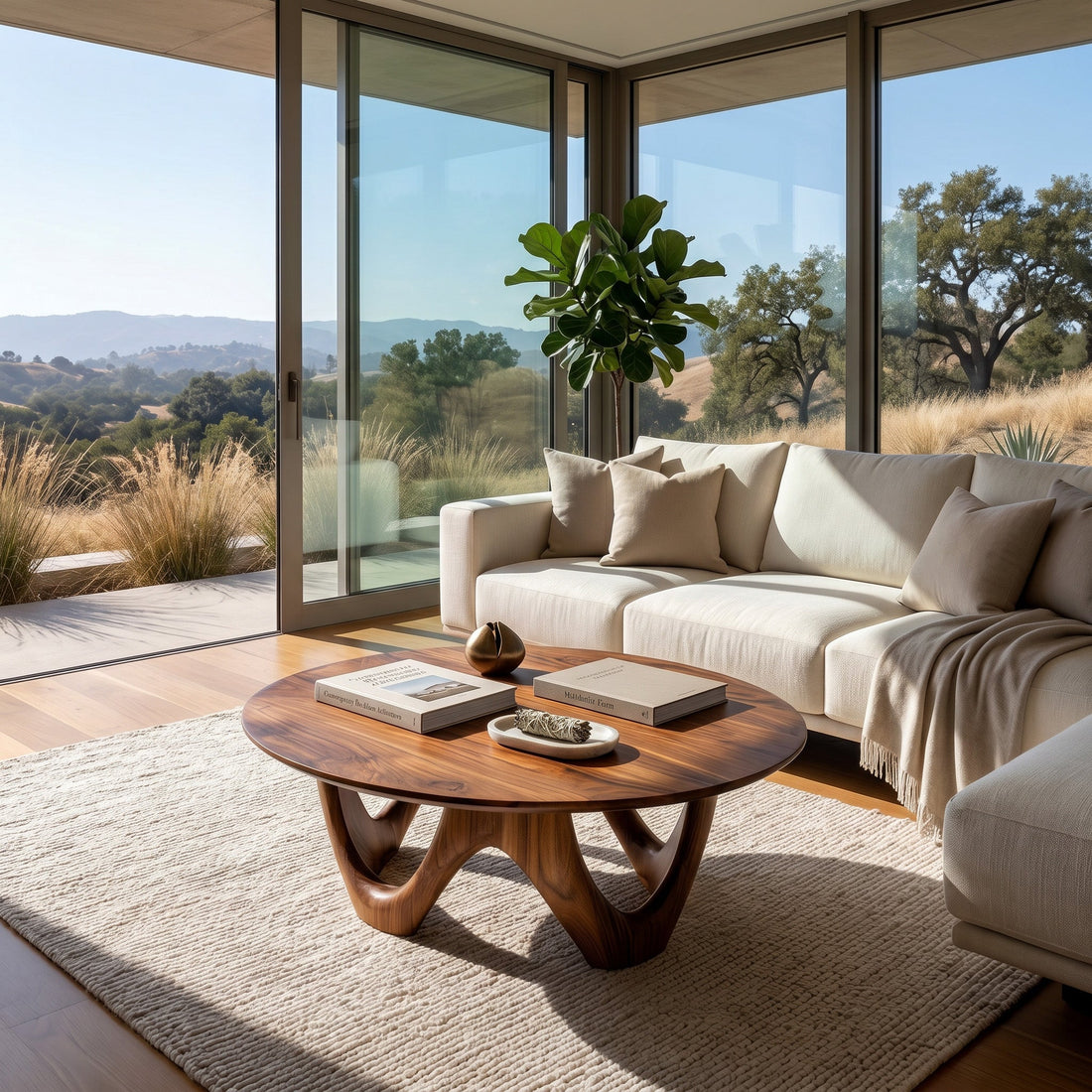 Minimalist Wooden Round Coffee Table For Living Room Decor