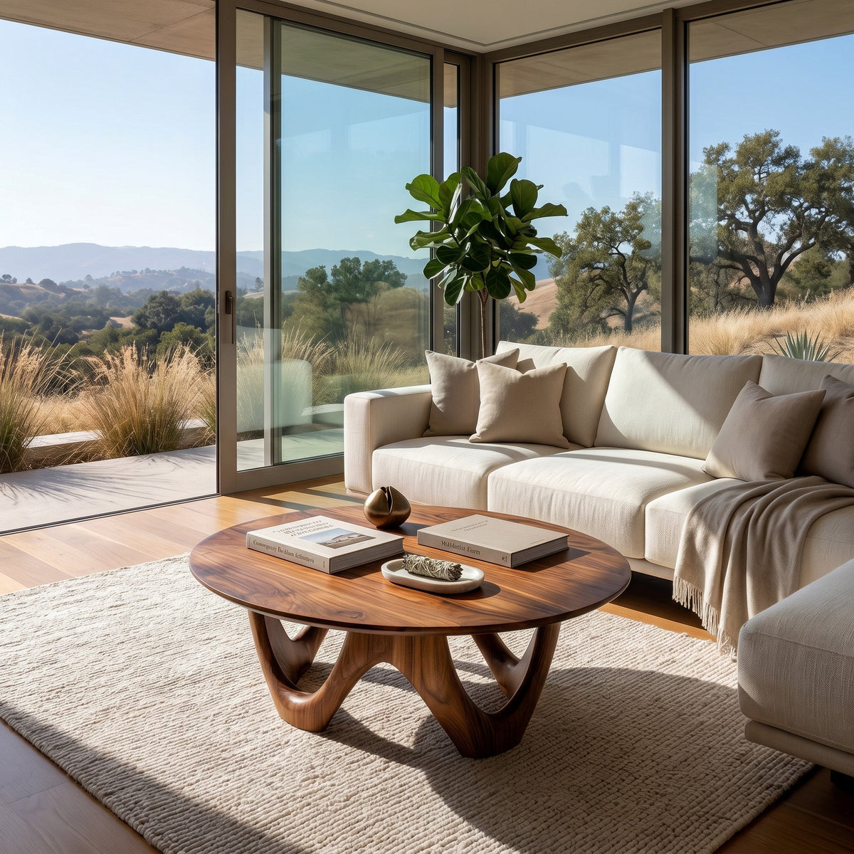 Minimalist Wooden Round Coffee Table For Living Room Decor