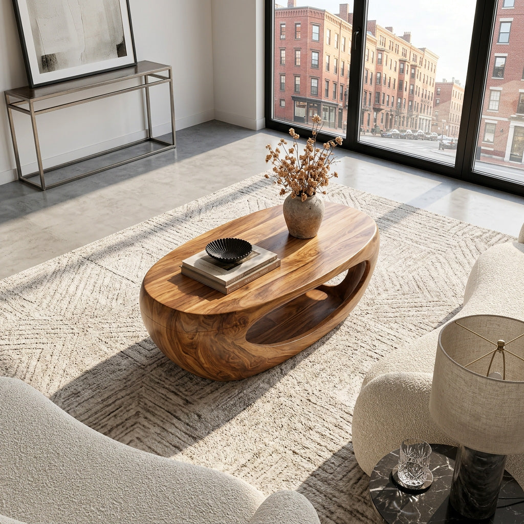 Mid Century Sculptural Coffee Table For Living Room