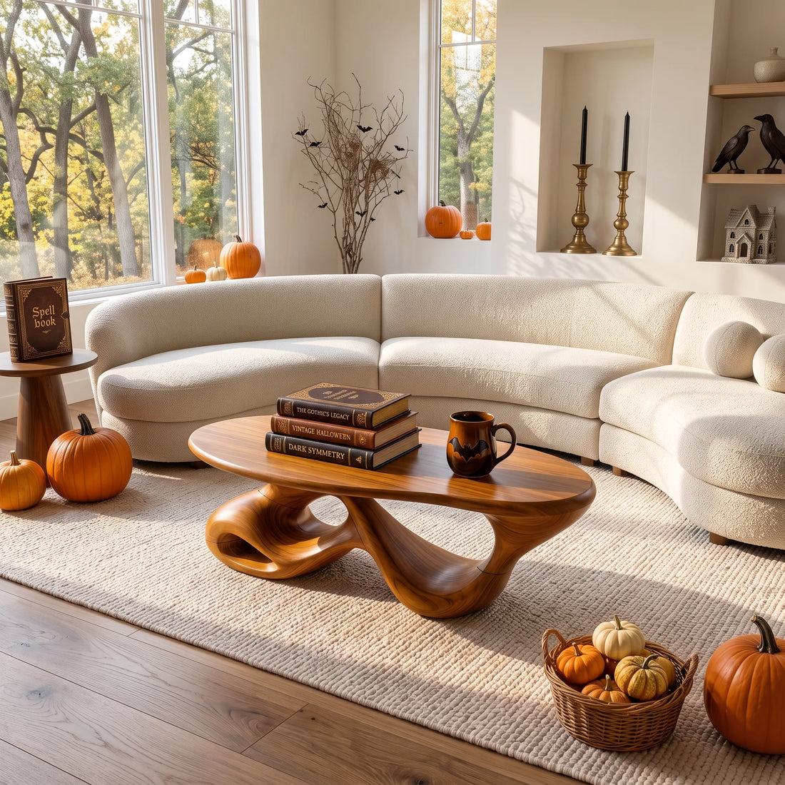 Mid Century Halloween Flowing Table For Cozy Cabin