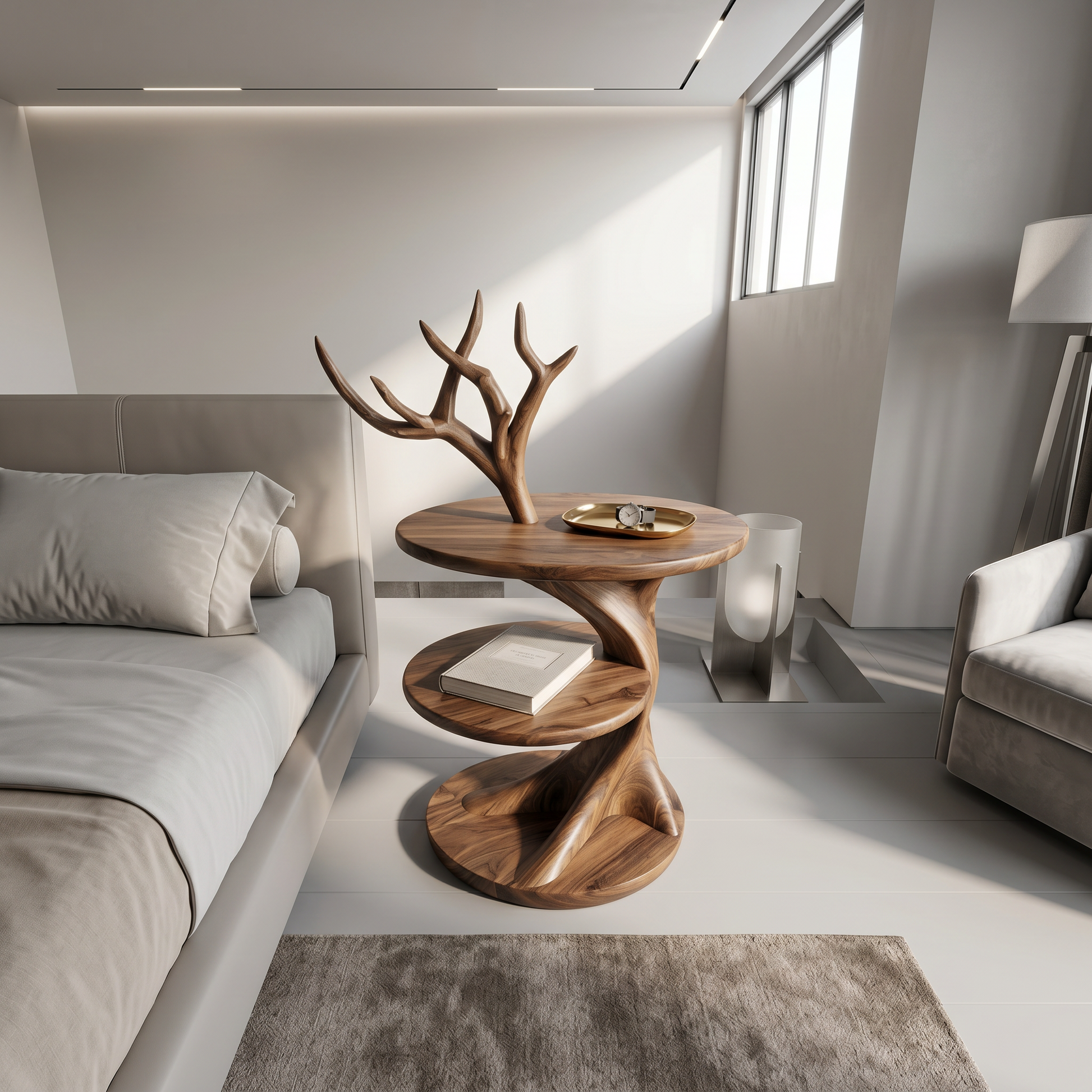 Organic Bedside Table With Sculptural Tree Branch Form For Bedroom And Reading Nook SINLSABT269