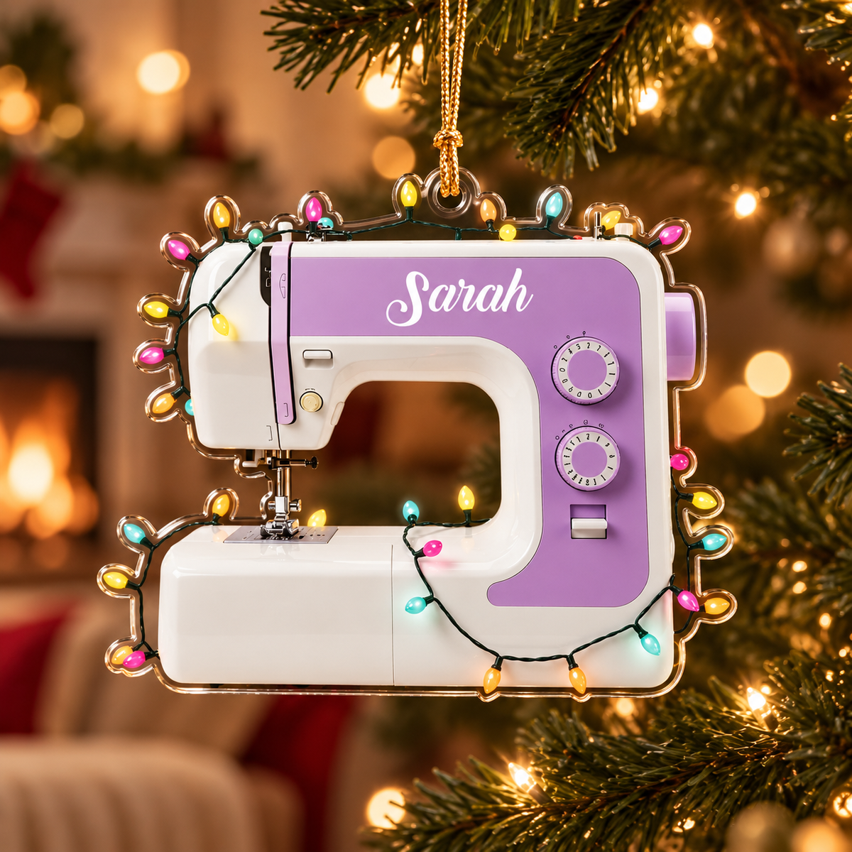 Personalized Sewing Machine Ornament with Name, Custom Seamstress Christmas Ornament, Acrylic Cutout Ornament for Sewer, Quilter Gift