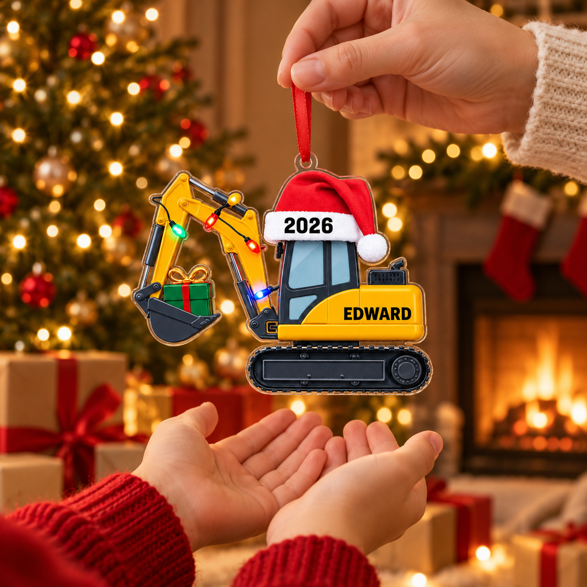 Personalized Excavator Christmas Ornament 2026, Construction Truck Holiday Decor, Ornament Christmas Gift, Christmas Gift