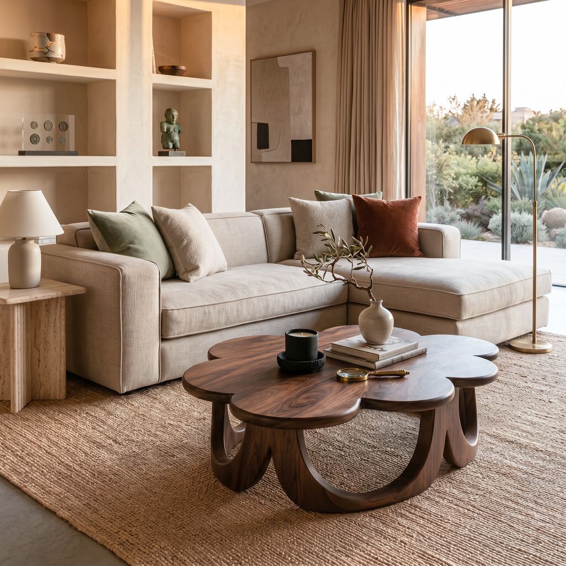 Modern Wooden Floral Coffee Table For Contemporary Home