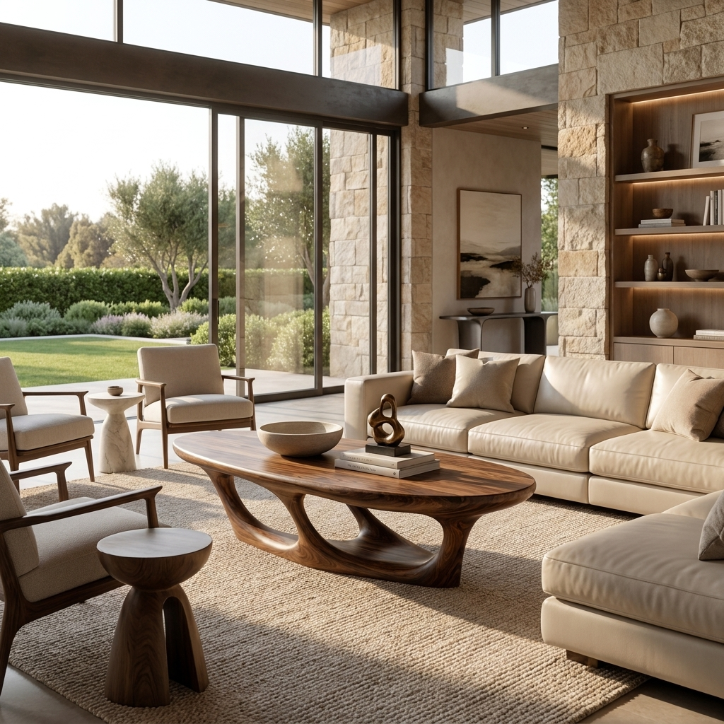 Contemporary Coffee Table With Flowing Open Loop Base For Home
