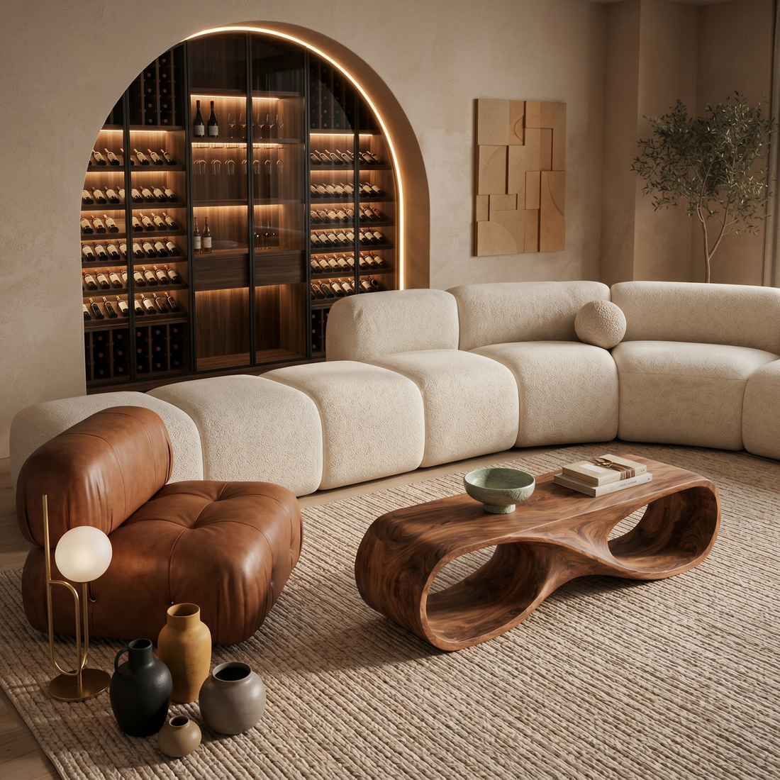 Contemporary Coffee Table With Infinity Loop For Modern Living Room