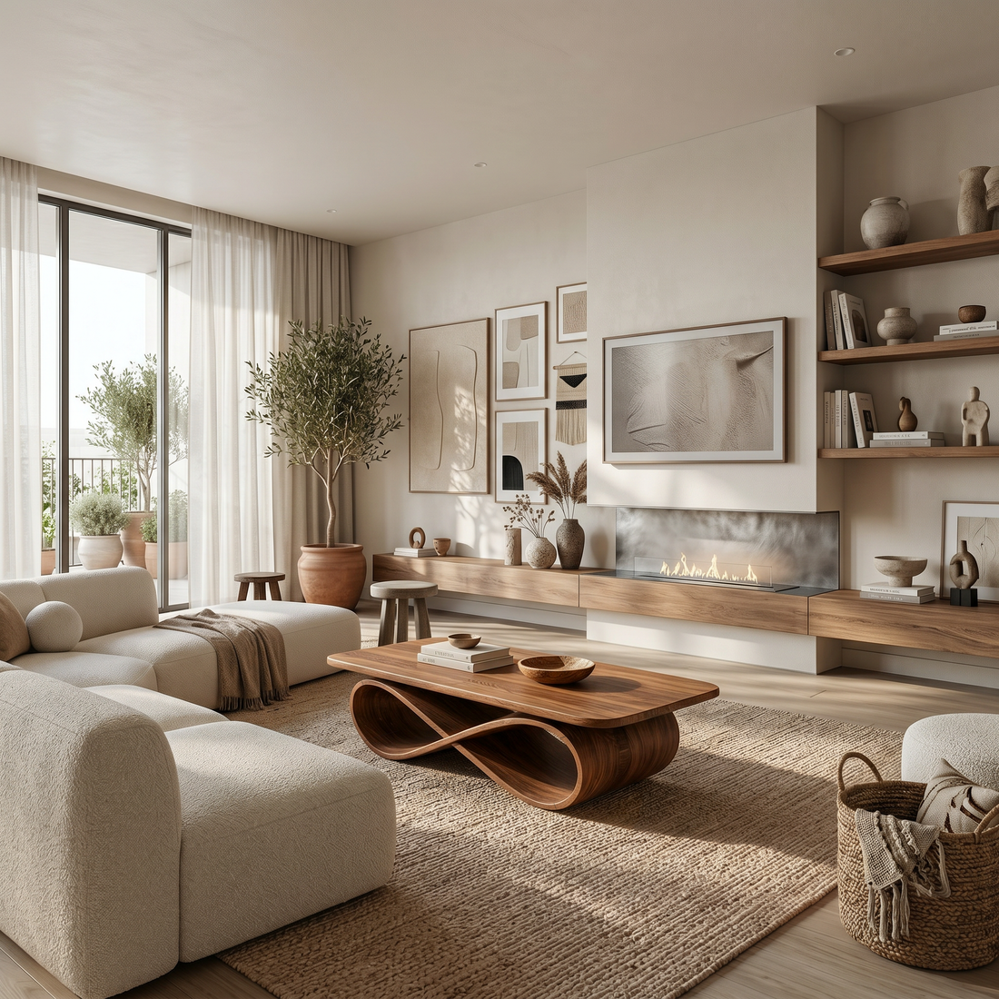 Organic Coffee Table With Twisted Ribbon Base For Luxury Interior