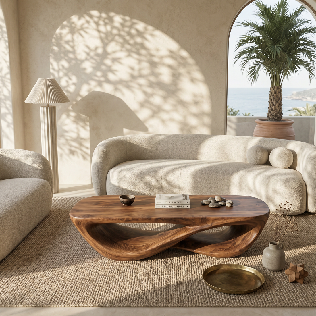 Luxury Coffee Table With Double Loop Base For Living Room