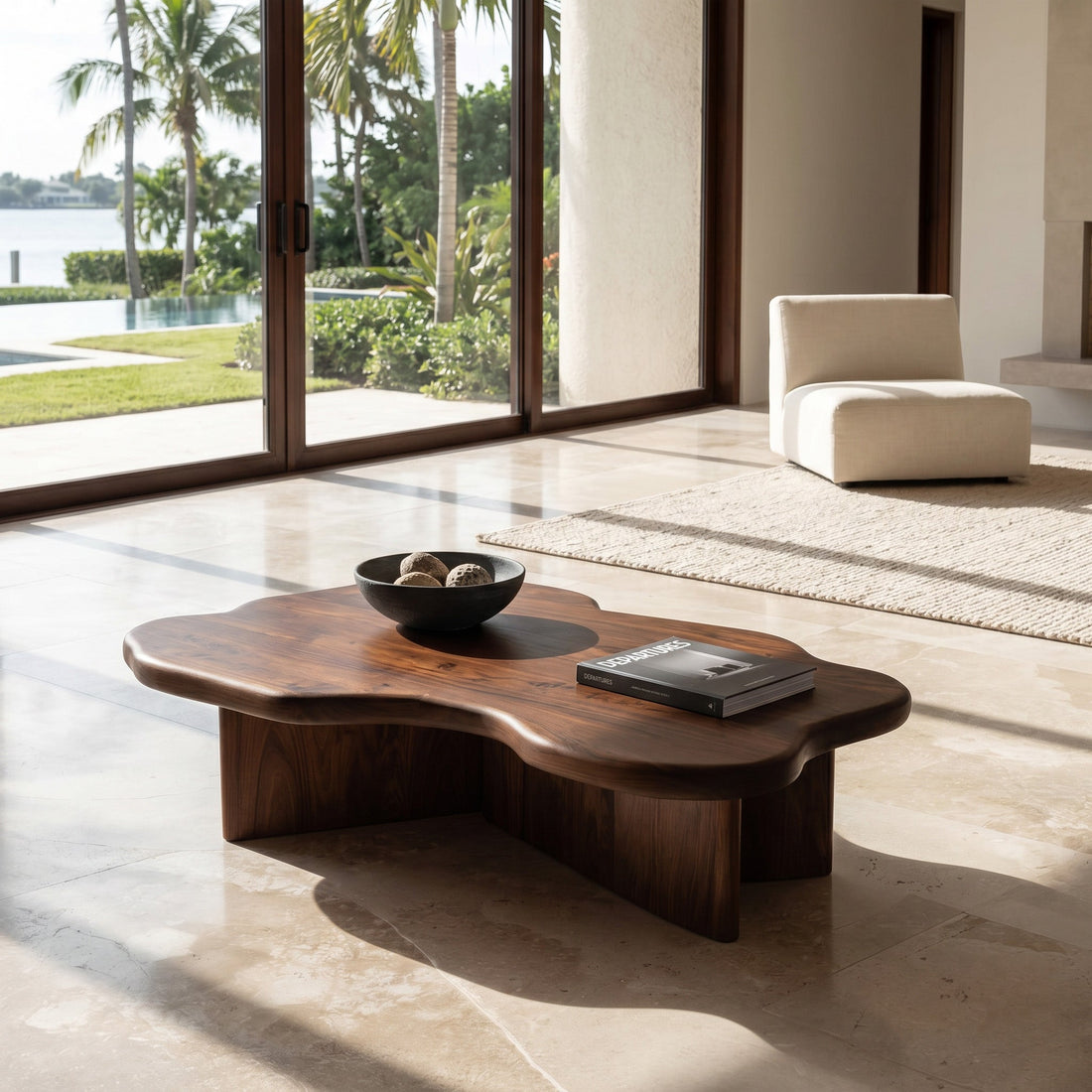 Organic Coffee Table With Cloud Shaped Tabletop For Home Decor
