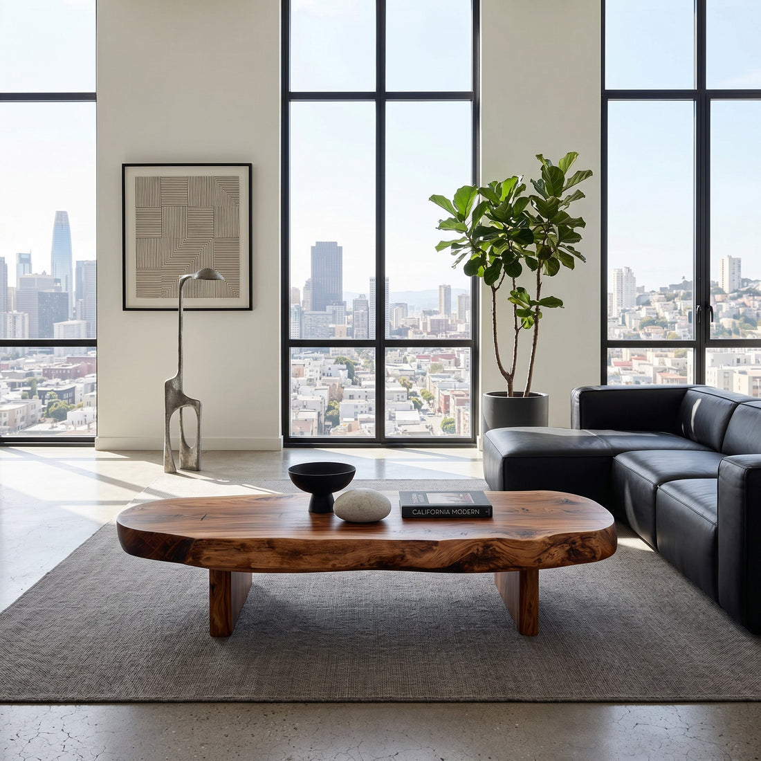 Rustic Coffee Table With Live Edge For Living Room