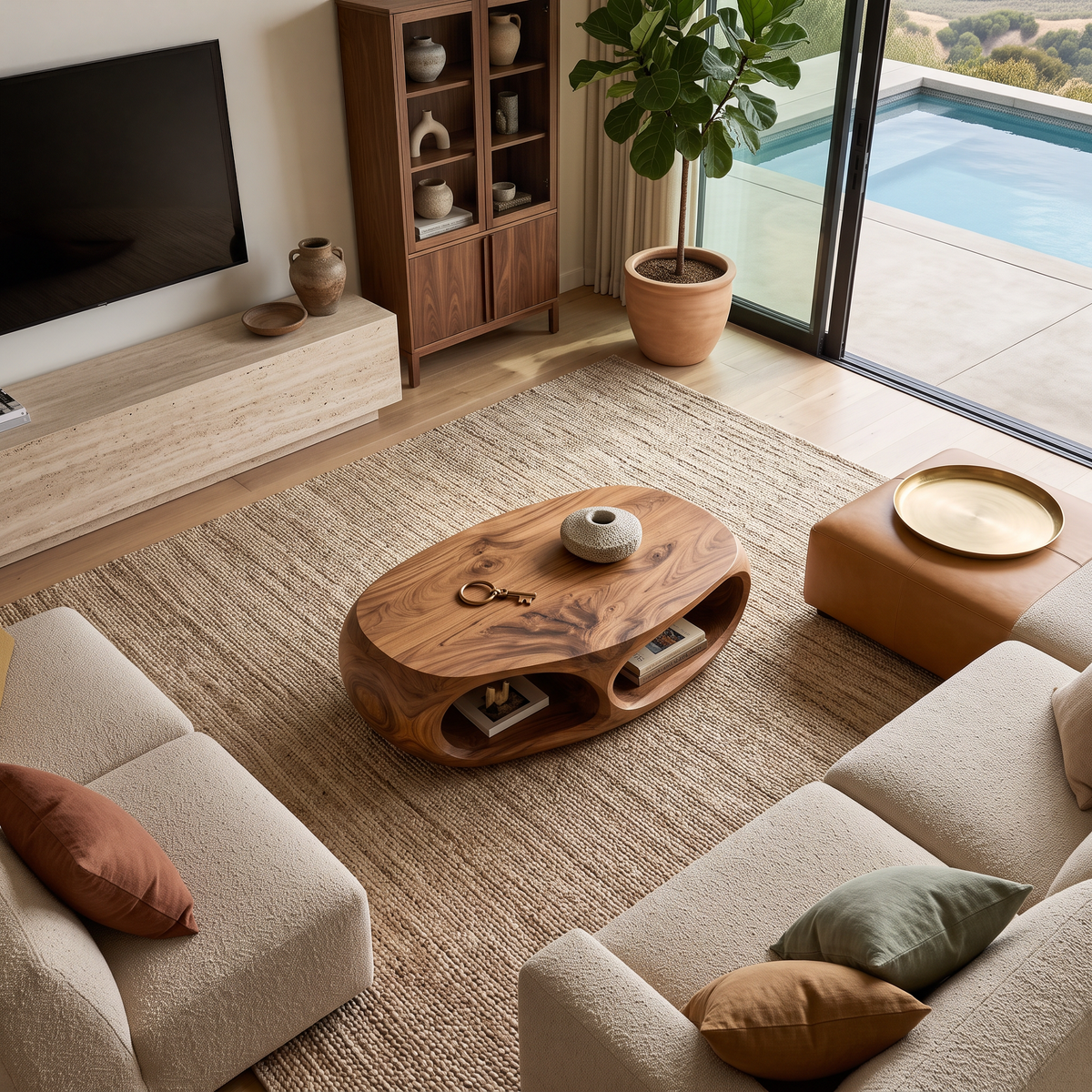 Handcrafted Coffee Table Flow Legs For Living Room Decor