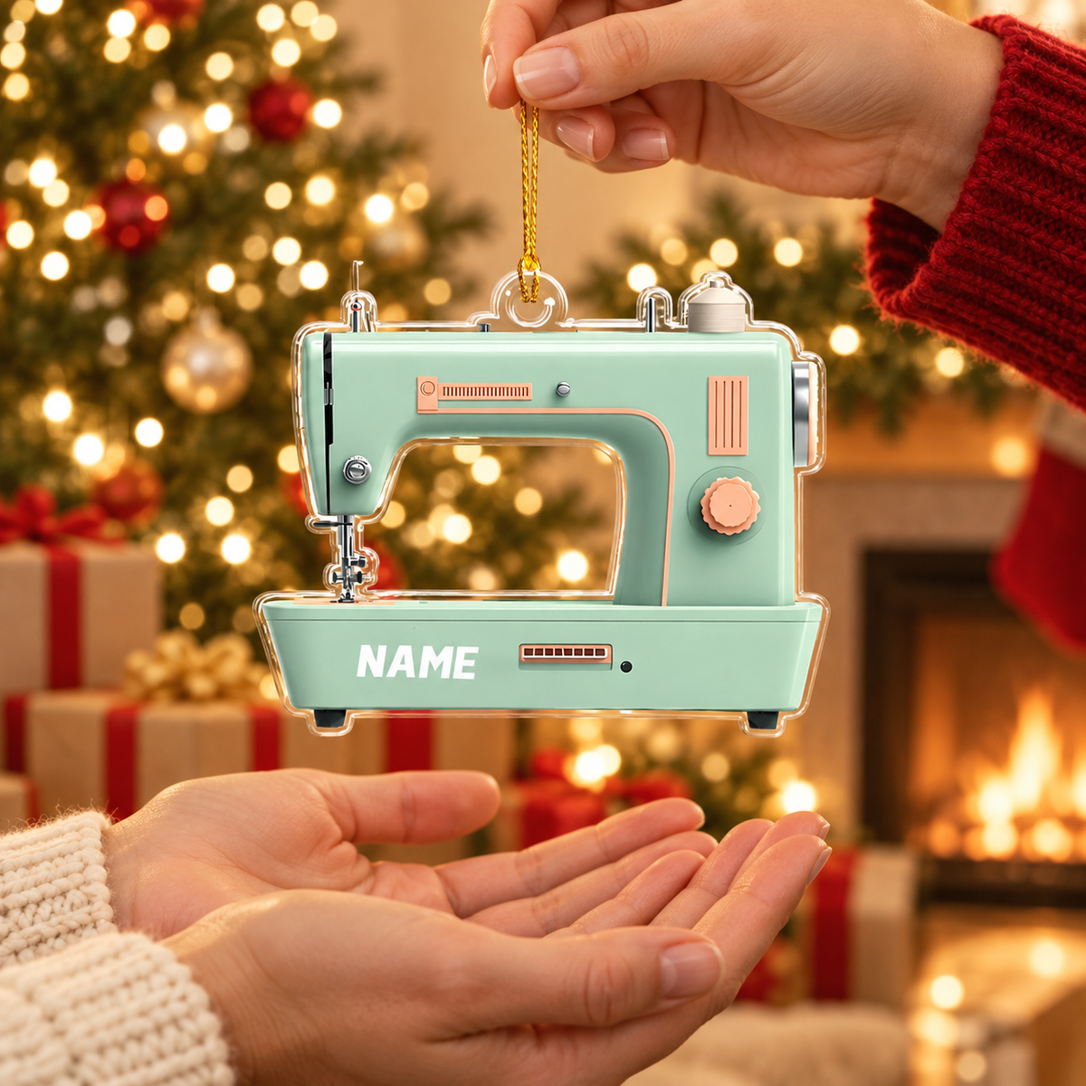 Personalized Sewing Machine Ornament 2D Acrylic Tailor Gift