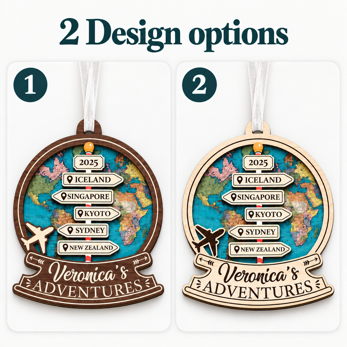 Custom Travel Adventure Ornament,Traveling Destination Christmas Ornament,Travel Gift,Christmas Gift,New Adventure,Couple Adventure Awaits
