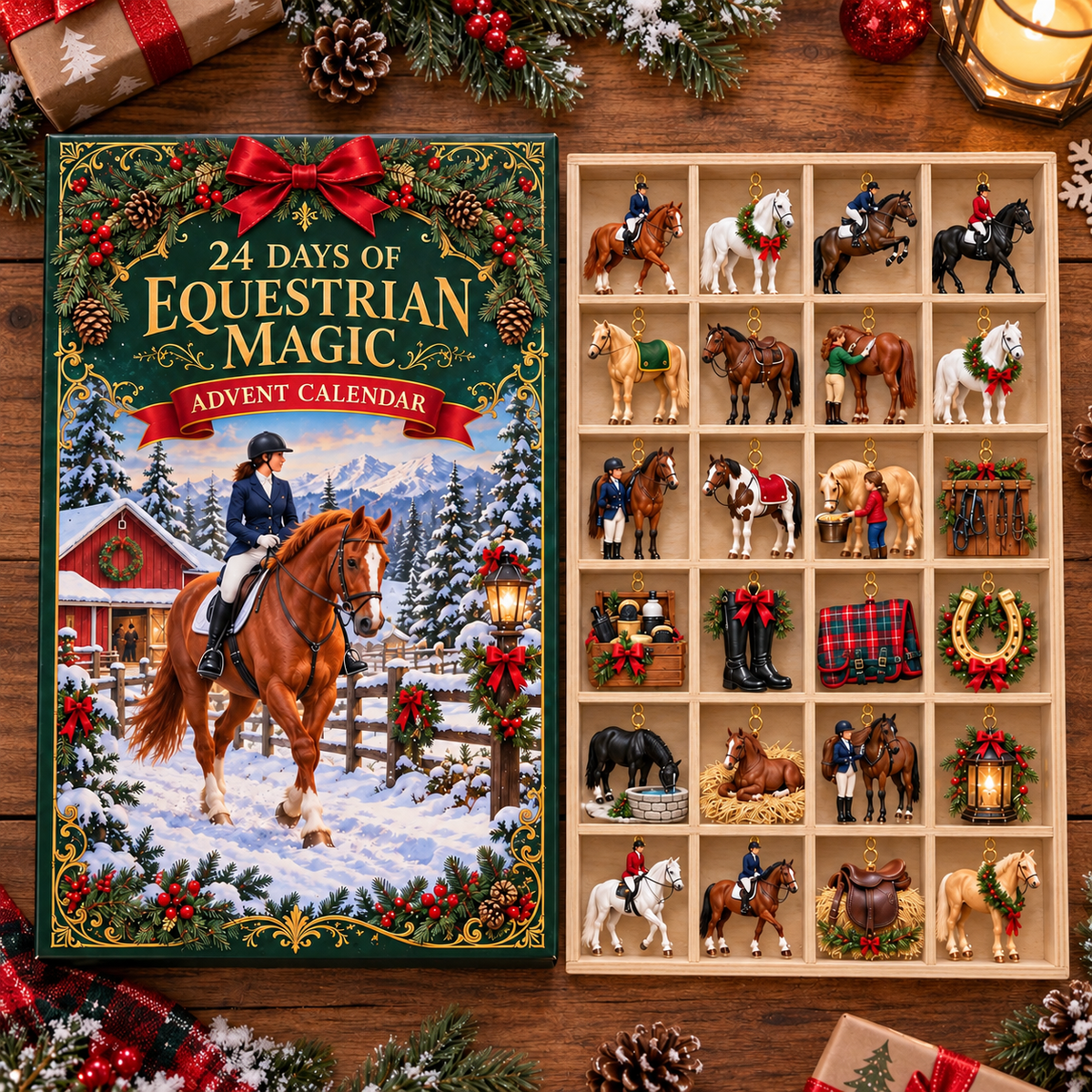 2026 Horse Advent Calendar, 24 Equestrian Christmas Ornaments, Holiday Countdown Gift for Girls and Women