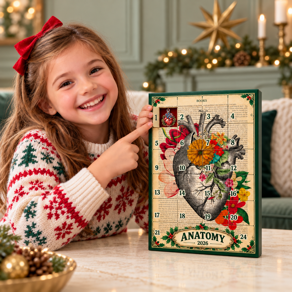 Anatomy Advent Calendar 2026, 24 Human Organ Acrylic Charms, Medical Student Christmas Gift, Doctor Nurse Science Countdown Box