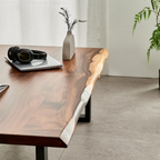 Hand Crafted Live Edge Coffee Table – Modern Rustic Solid Wood with Steel Frame