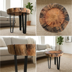 Live Edge Tree Slice End Coffee Table – Unique Rustic Wood Coffee Table With Unique Texture