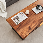 Hand Crafted Live Edge Coffee Table – Modern Rustic Solid Wood with Steel Frame
