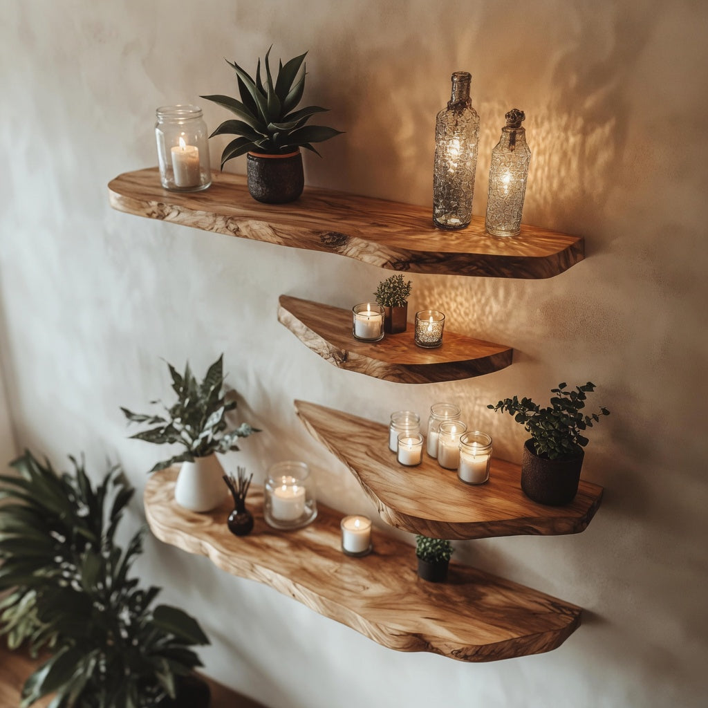 Woodera Handcrafted Live Edge Wood Floating Shelf - WFS0001