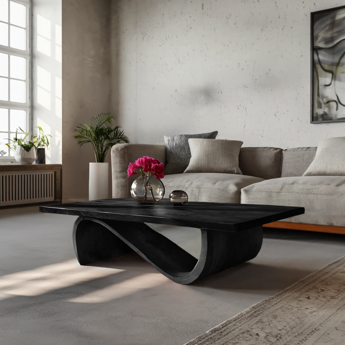 Elegant Coffee Table With Smooth Sculptural Lines For Living