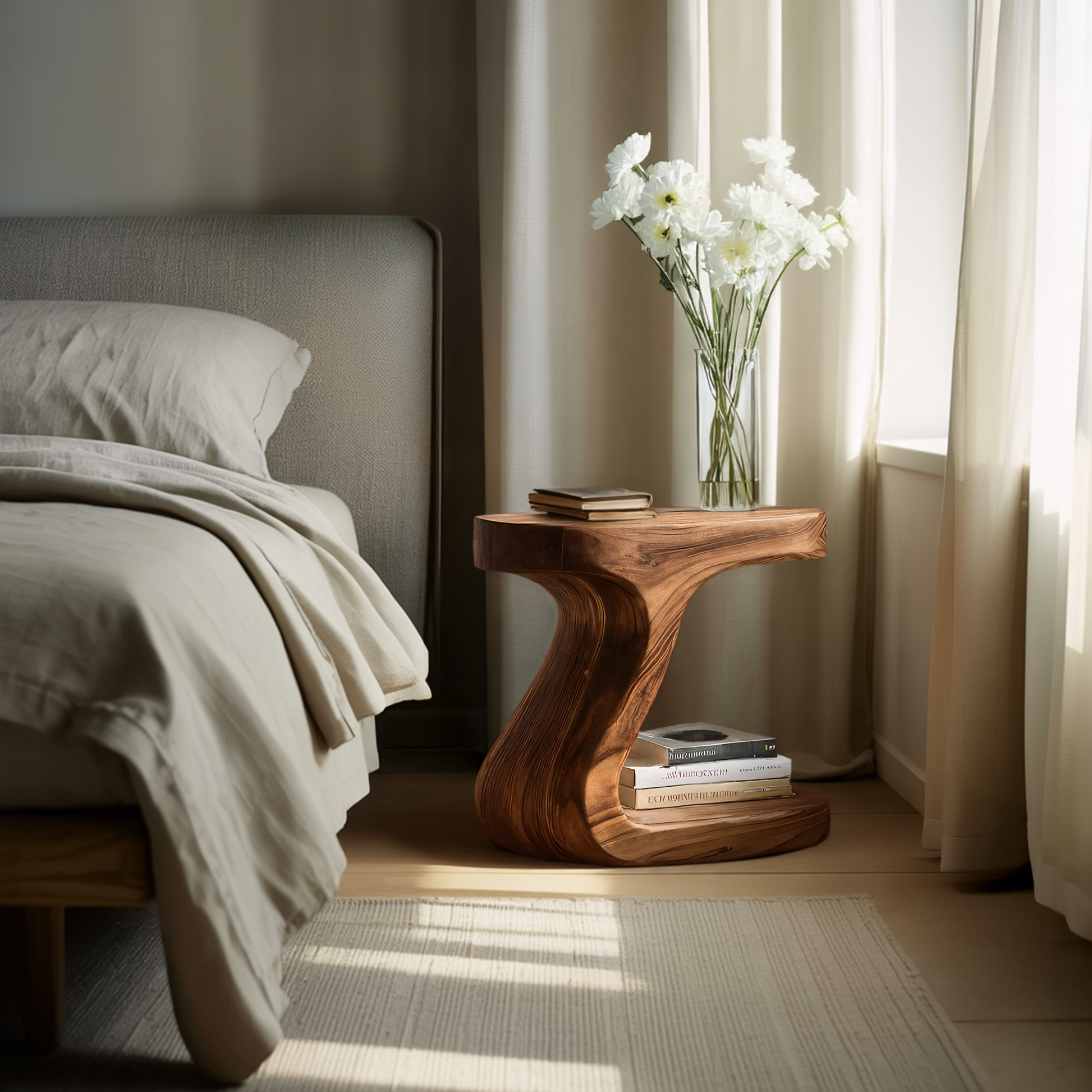 Minimalist Organic Shaped Nightstand For Bedroom RTTHHNNS001