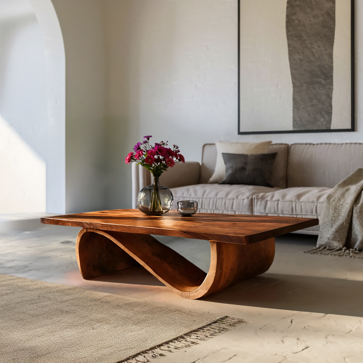 Elegant Coffee Table With Smooth Sculptural Lines For Living
