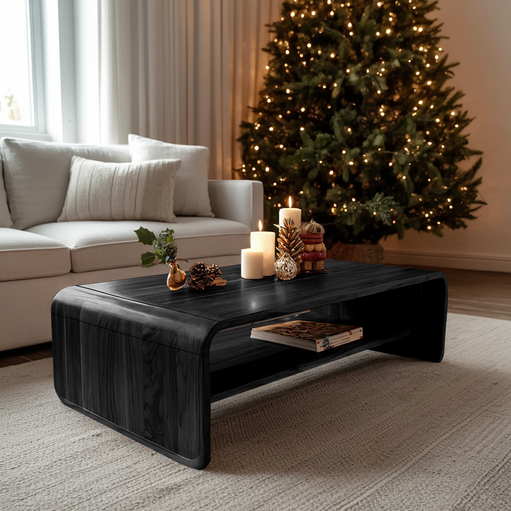 Mid Century Handcrafted Wooden Coffee Table For Christmas Entryway