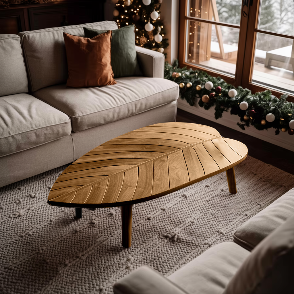 Mid Century Solid Wood Coffee Table For Cozy Christmas Decoration