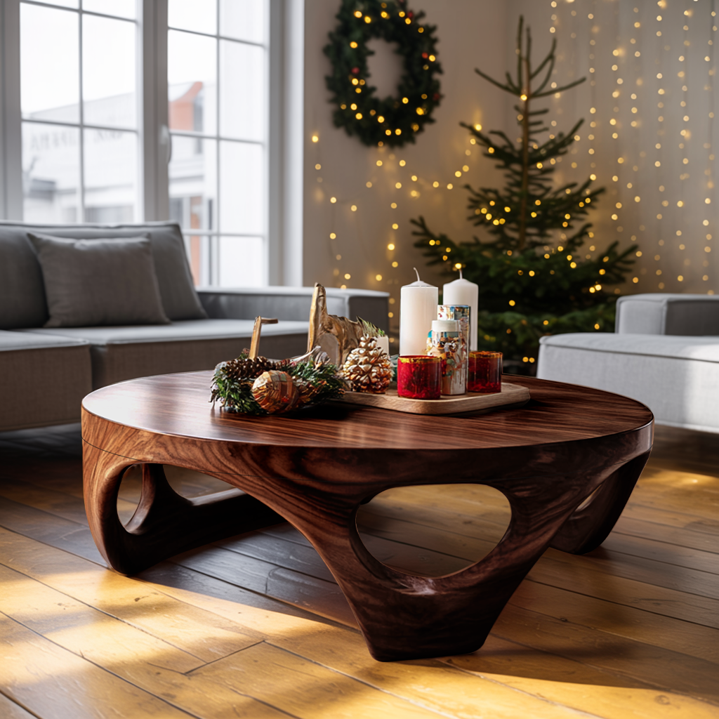 Rustic Wooden Coffee Table For Living Room Christmas Decoration