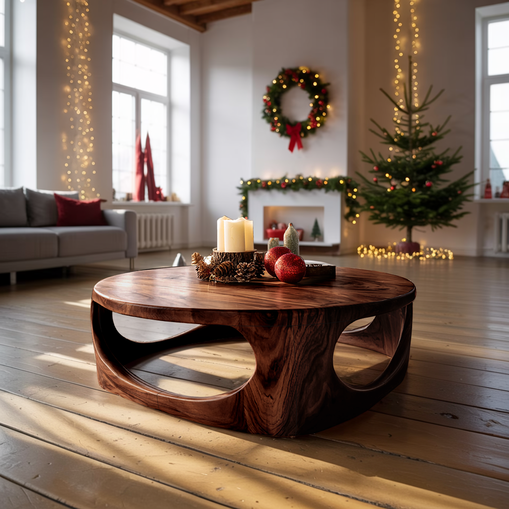 Handcrafted Wooden Coffee Table For Living Room Christmas Setup