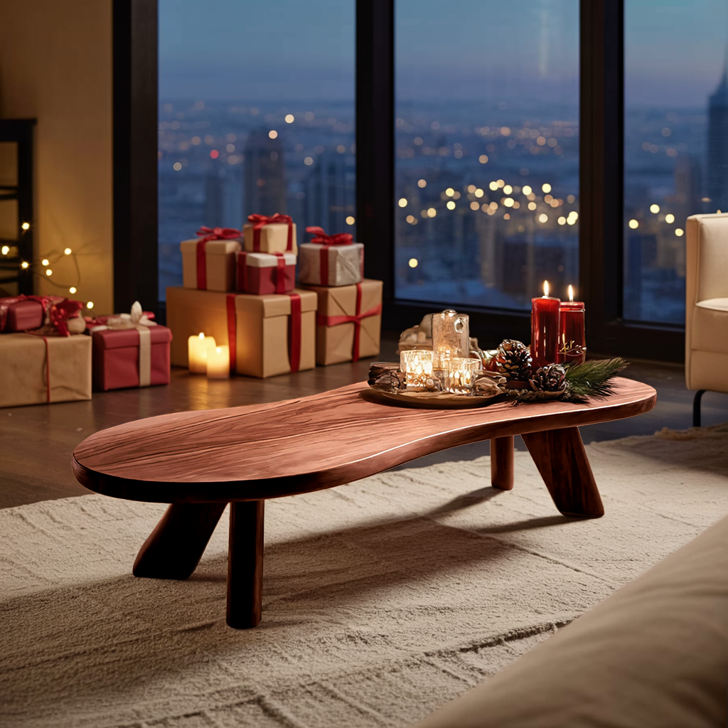 Handcrafted Wooden Live Edge Coffee Table For Holiday Decor