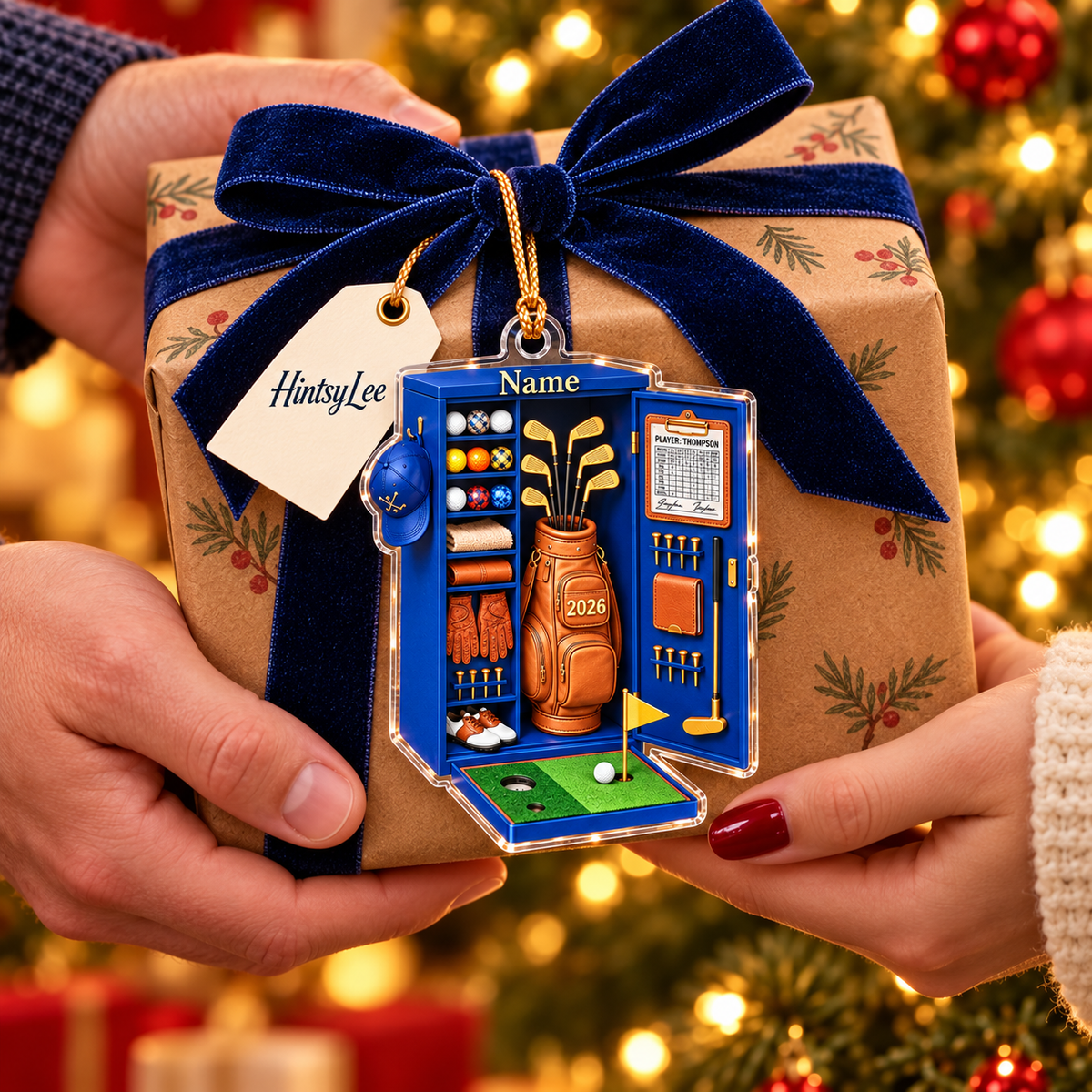 Personalized Golf Locker Christmas Ornament, Custom Name and 2026 Golf Equipment Acrylic Tree Decoration