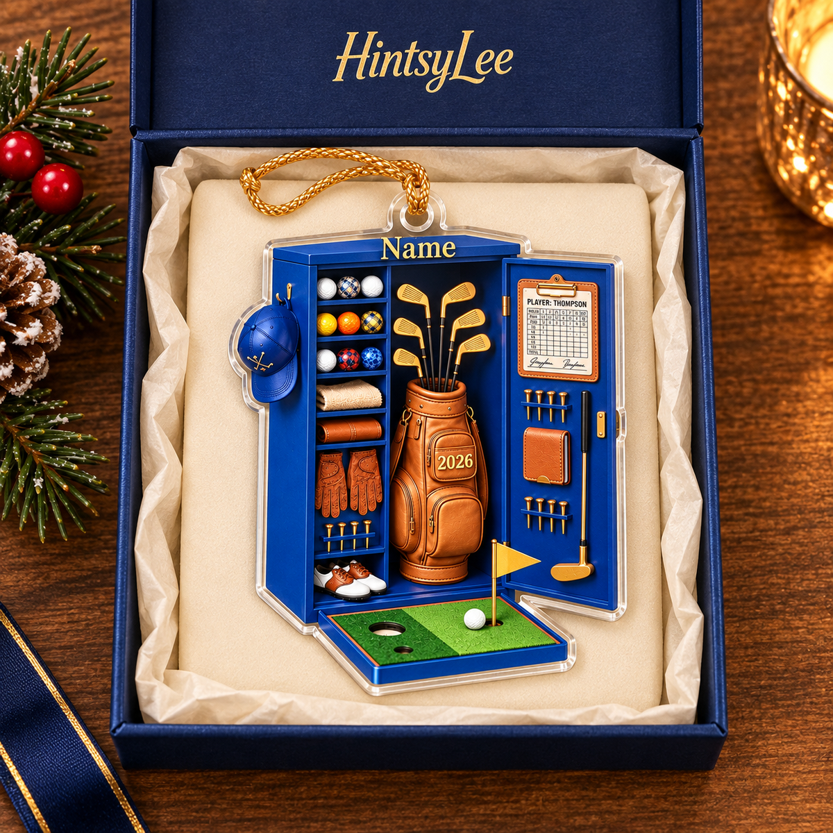 Personalized Golf Locker Christmas Ornament, Custom Name and 2026 Golf Equipment Acrylic Tree Decoration