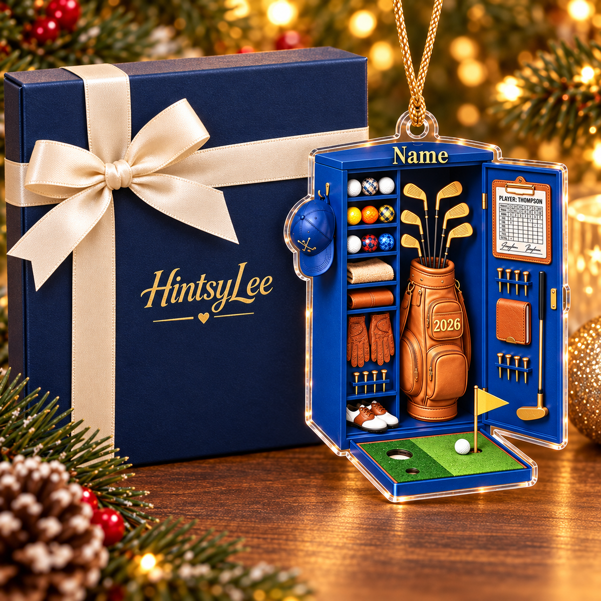 Personalized Golf Locker Christmas Ornament, Custom Name and 2026 Golf Equipment Acrylic Tree Decoration
