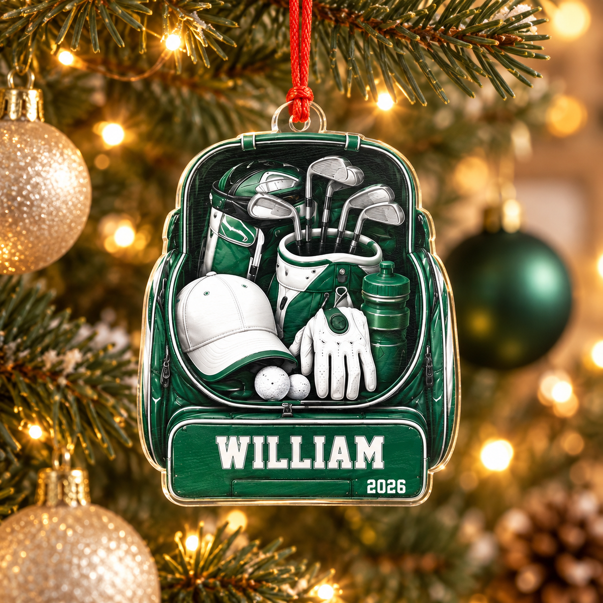 Personalized Golf Equipment Christmas Ornament, Custom Name and 2026 Acrylic Tree Decoration for Golfers