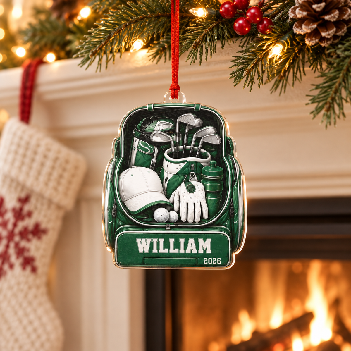 Personalized Golf Equipment Christmas Ornament, Custom Name and 2026 Acrylic Tree Decoration for Golfers