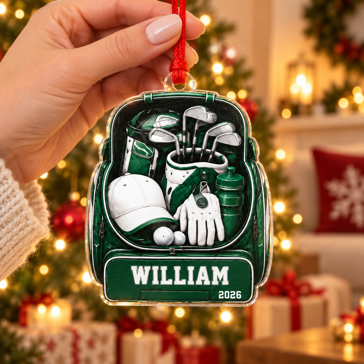 Personalized Golf Equipment Christmas Ornament, Custom Name and 2026 Acrylic Tree Decoration for Golfers