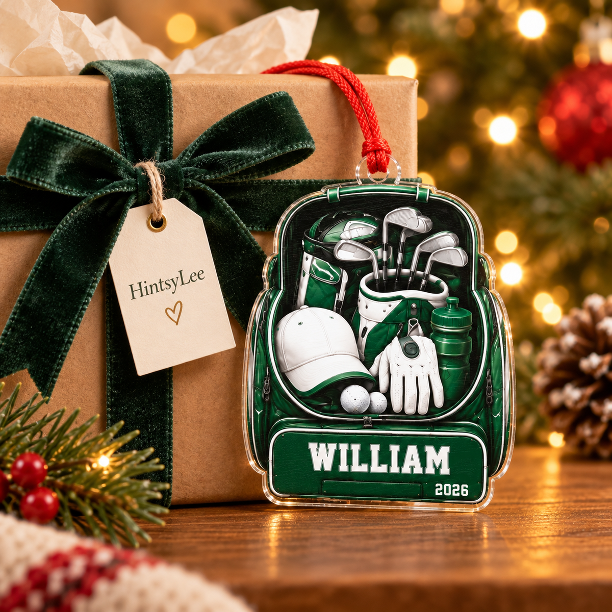 Personalized Golf Equipment Christmas Ornament, Custom Name and 2026 Acrylic Tree Decoration for Golfers
