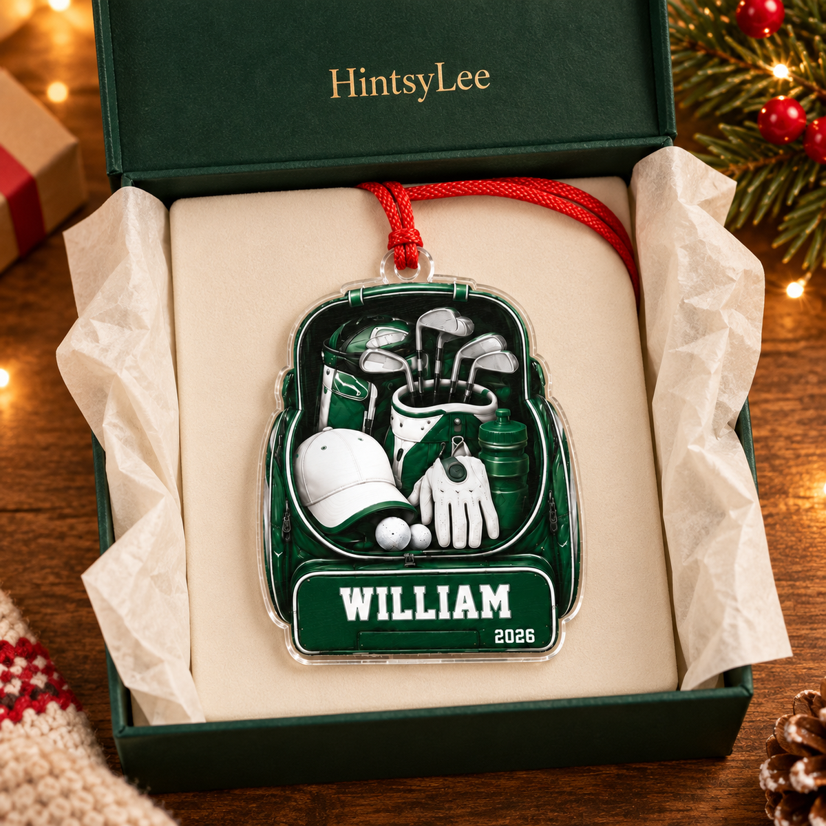 Personalized Golf Equipment Christmas Ornament, Custom Name and 2026 Acrylic Tree Decoration for Golfers